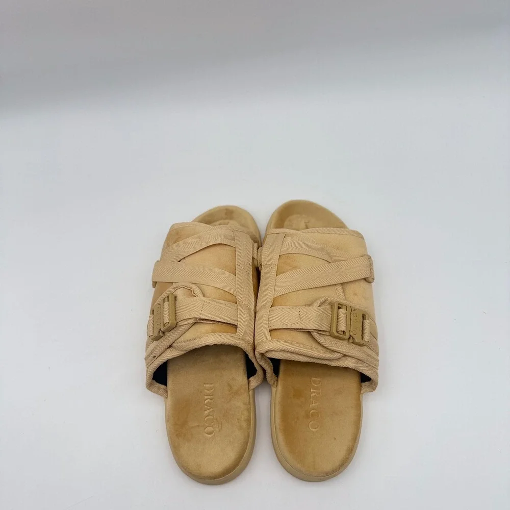 Draco Tan/Beige Jesus Slides Mens 9-10 fits Size 8.5-10 ** New w/ Travel Bag **